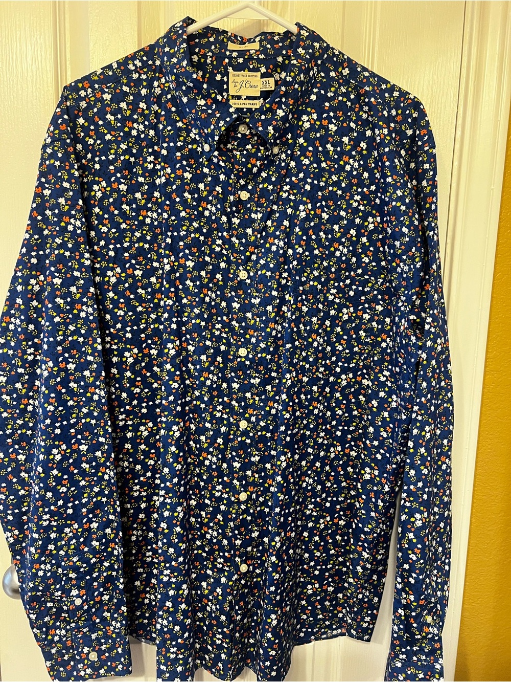 J.Crew Secret Wash Men’s XXL Slim Fit Button-Down Shirt – Blue Ditsy Floral 🌸